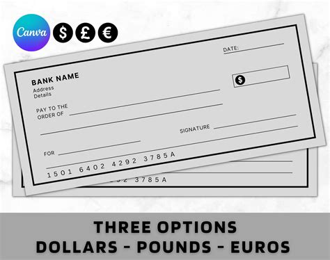 Blank Cheque Blank Check Template Blank Checks Editable Cheque Template Printable Cheque, Bank ...