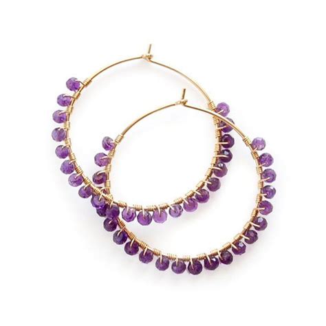 Amethyst Hoop Earrings Gold Amethyst Hoops Silver Amethyst Etsy Handmade Hoop Earrings