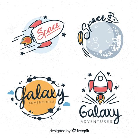 Premium Vector | Lovely hand drawn space badge collection