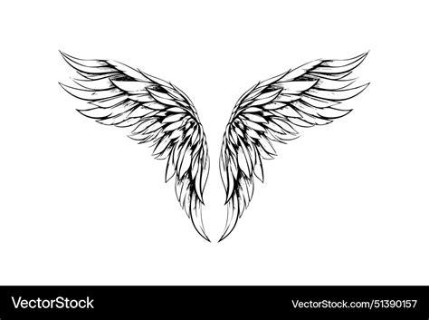 Angel wings ink sketch in engraving style hand Vector Image