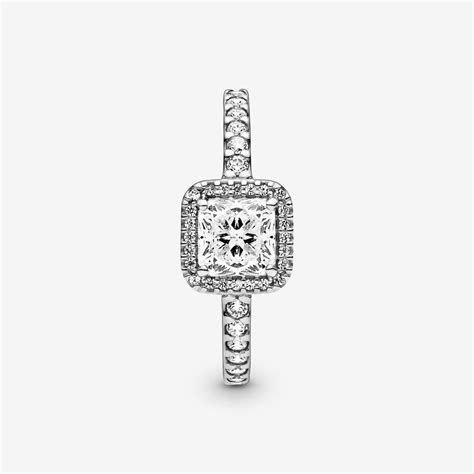 Square Sparkle Halo Ring Sterling Silver Pandora Us