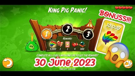 Angry Birds King Pig Panic Challenge Bonus Rainbow Feather