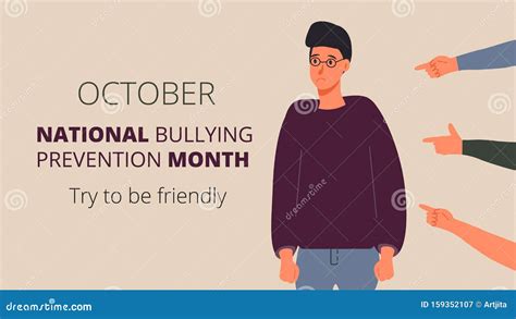 National Bullying Prevention Month in October in USA. Victim Man Scene ...