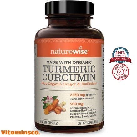 NatureWise Organic Turmeric Curcumin With Ginger Bioperine 90 Count