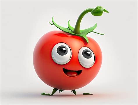 Premium Ai Image Cheerful 3d Tomato Cartoon Character On White Background