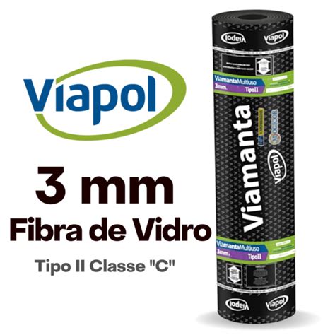 Manta Asfáltica 3mm Multiuso Tipo 2 1m X 10m Viapol Fibra Vidro