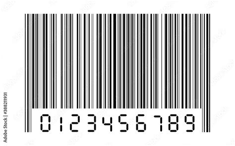 Black Digital Number Zero To Nine With Bar Code Isolated On White Stock