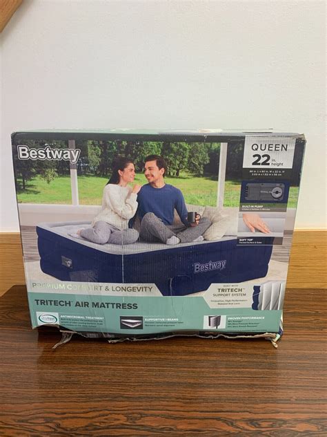 Bestway Tritech Air Mattress Queen 22 W Built In Pump Antimicrobial