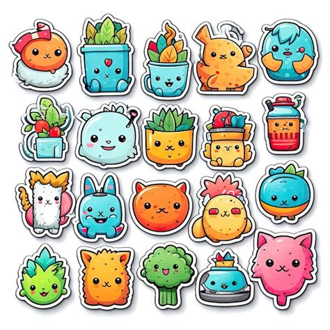 Premium AI Image | cute emoji stickers over white background