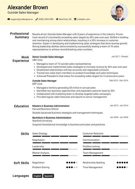 Outside Sales Manager Resume Example For Tips To Stand Out