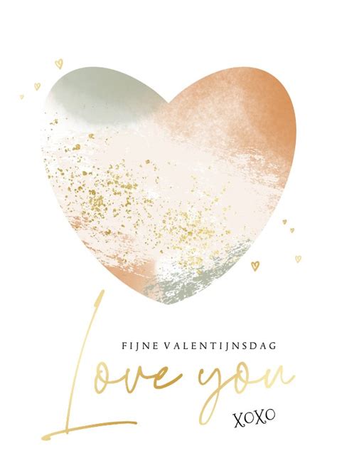 Valentijnskaart Groot Hart Goudlook Hartjes Kaartje Go