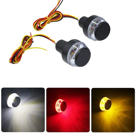 Pcs V Motorcycle Led Handlebar End Turn Signal Light White Yellow