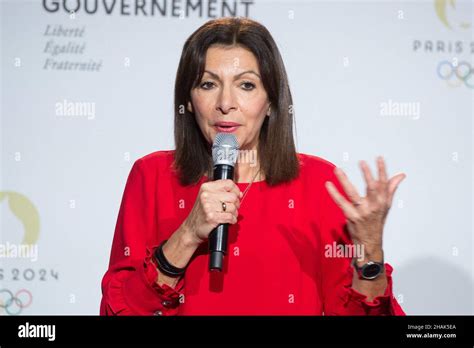 Anne Hidalgo, Mayor of Paris during press conference to present the ceremony of the Paris 2024 ...