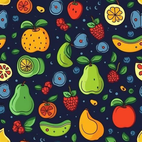 Un Fondo Azul Con Un Mont N De Diferentes Frutas Y Bayas Ai Generativo