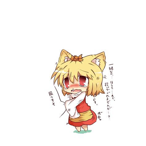 Safebooru Animal Ears Blonde Hair Blush Chibi Dekasudachin Dirty Fang