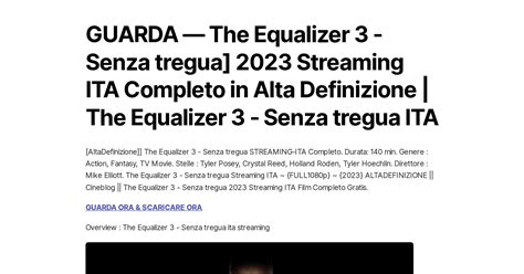 Guarda The Equalizer Senza Tregua Streaming Ita Completo In