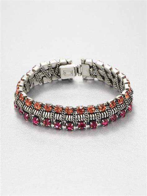 Lyst Dannijo Swarovski Crystal Snake Chain Bracelet In Pink