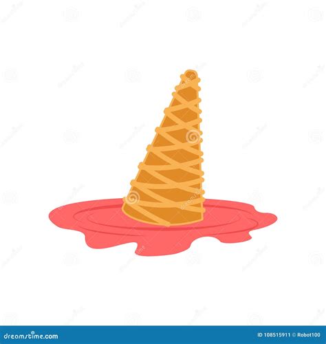 Ice Cream Dropped Isolated Milk Dessert Lying On Floor Stock Vector