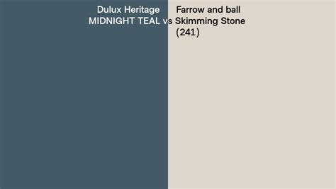 Dulux Heritage MIDNIGHT TEAL Vs Farrow And Ball Skimming Stone 241