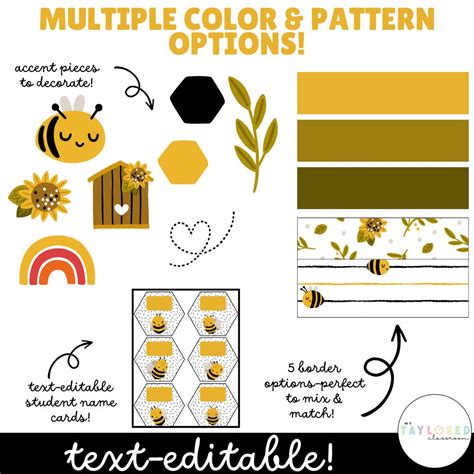 Honeybee Classroom Bulletin Board Kit Editable Bee Themed Classroom Decor Etsy