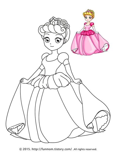 공주색칠공부프린트 Princess Coloring Page 인어 색칠 컬러링 북 만화 드로잉