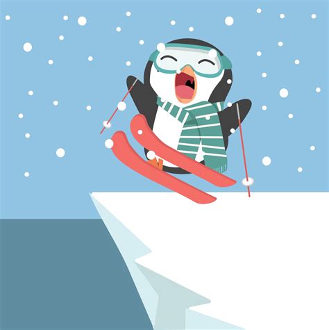 Happy Penguin Skiing 1877359 Vector Art At Vecteezy