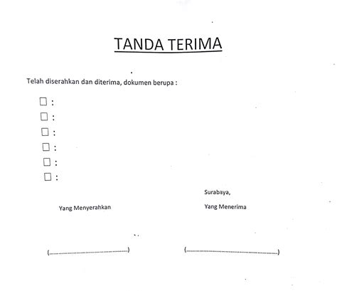 Tanda Terima Dokumen Tanda Terima Berkas Pdf Document Buat Dan