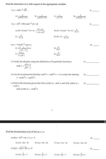 Answered Find The Derivative Of Y With Respect… Bartleby