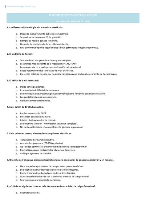 Examen Febrero 2013 Preguntas Y Respuestas Se Aprueba Con Un 60 De