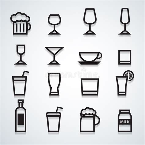 Alcoholic Drinks Icons Vector Set Alcohol Illustration Symbol