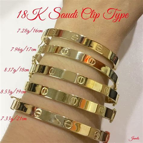 18k Saudi Gold Cartier Inspired Bangle Clip Type Women S Fashion