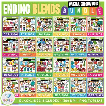 Ending Blends Clipart Mega Growing Bundle By Dazzling Clips Tpt