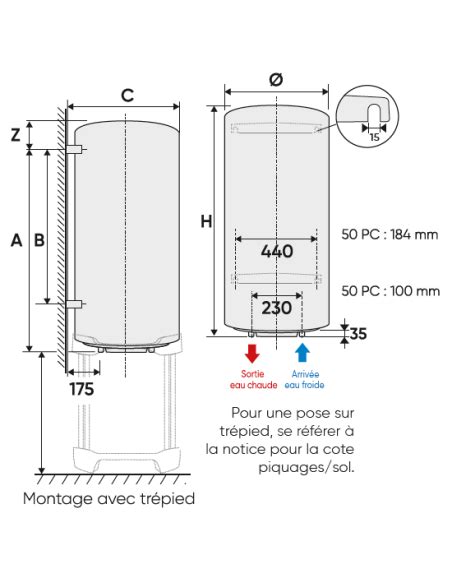 Chauffe Eau Électrique Atlantic CHAUFFÉO Vertical Mural 50 L