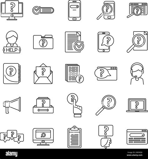 Request Icons Set Outline Vector Friend Computer Stock Vector Image