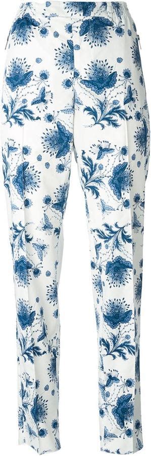 Pantalon Chino Fleurs Blanc Alexander Mcqueen Farfetch