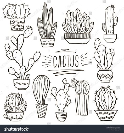 Cute Hand Drawn Vector Cactuse Pots Stock Vector Royalty Free