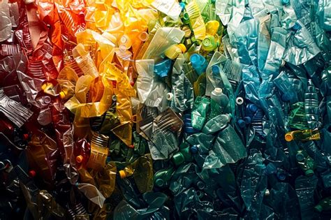 Premium Photo Vibrant Colored Bottles In A Plastic Recycling Stack