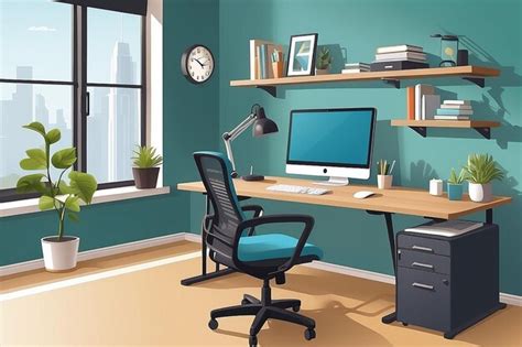 Premium Photo Ergonomic Excellence Flat Vector Healthy Home Office