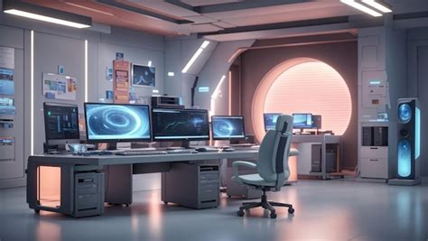 Premium AI Image Cyberpunk Oasis The Futuristic Laboratory Room