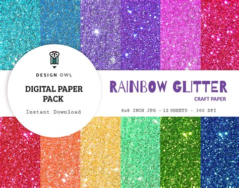 Rainbow glitter digital paper pack on Behance