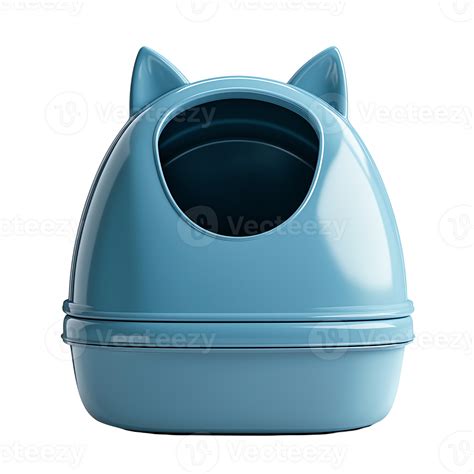 Modern blue cat litter box with ears pet supplies product isolated on