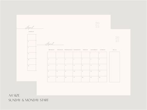 2023 Minimalist Calendar, 2023 Printable Calendar, Minimalist Monthly ...