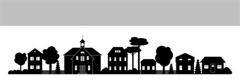 Small Town Silhouette Skyline Horizontal Banner Vector Image