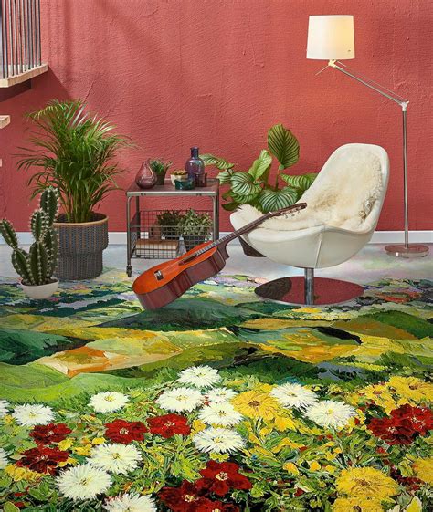 3d Hillside Flower Bush 9548 Allan P Friedlander Floor Mural Wallpape