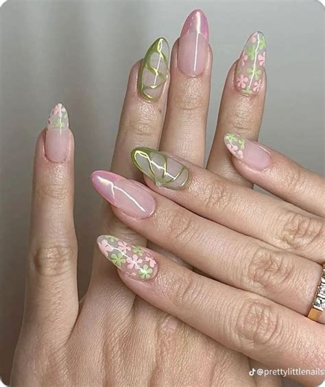 Pink And Green Nail Inspo