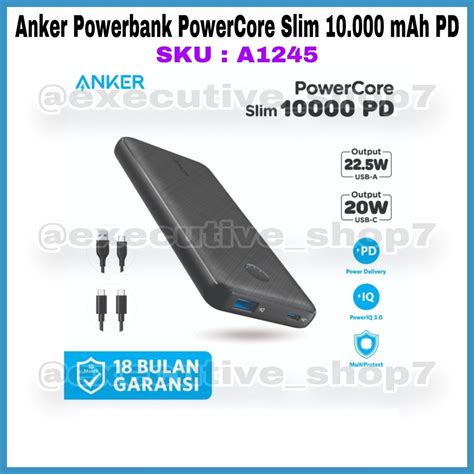 Jual Anker Powerbank PowerCore Slim 10 000 MAh PD SKU A1245