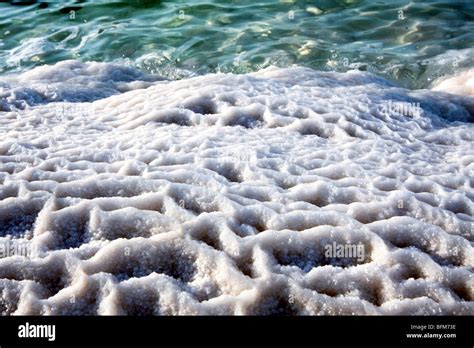 Israel, Dead Sea salt formation caused by the evaporation of the water ...