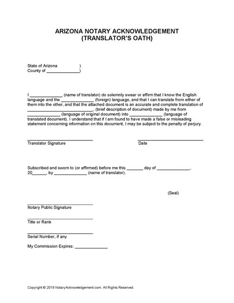 Free Arizona Notary Acknowledgement Forms Pdf Word