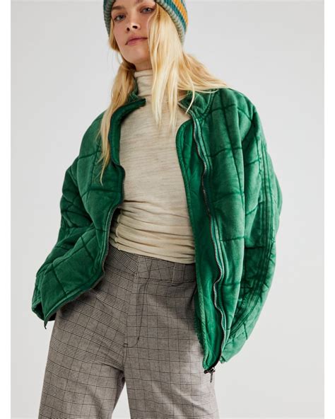 Free People Dolman Quilted Knit Jacket In Green Lyst