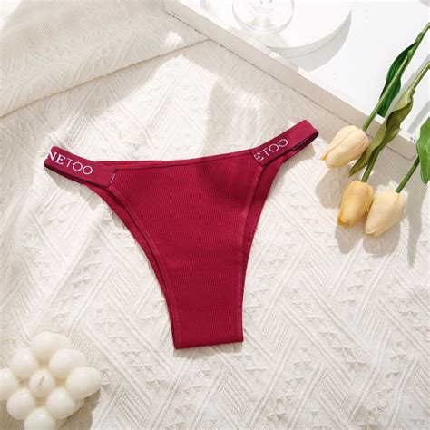 ULingerie Women Sexy Thongs Pure Cotton G String Solid Color Low Waist Underwear Bikini